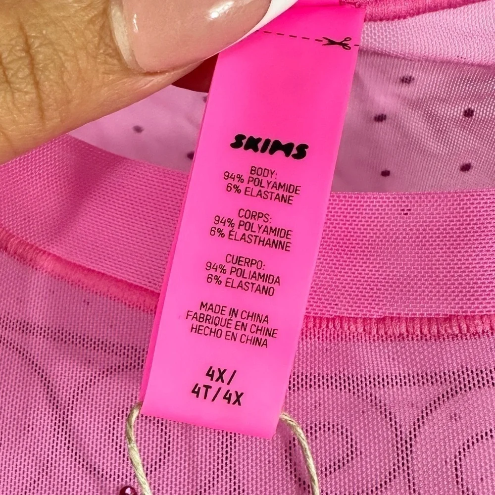 NWT SKims Taffy Pink Mesh rhinestone swim cover up maxi dress size 4X